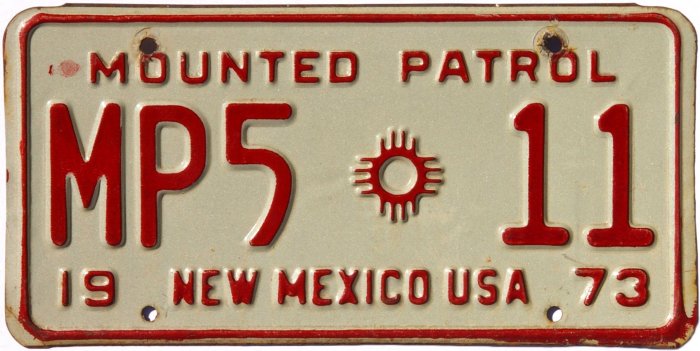 New Mexico Mounted Patrol License Plates